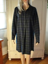 Madewell Navy Green Plaid Cotton Wool Button Shirt Midi Dress Womens Size Large