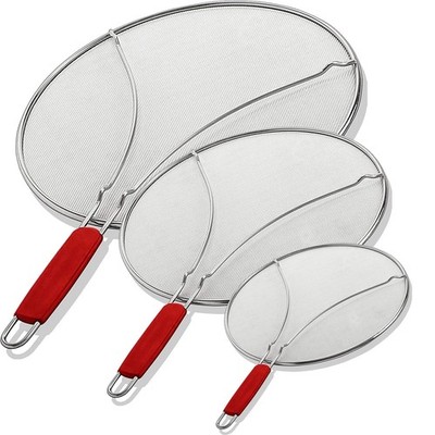 60134ST Set of 3 Splatter Screens   13'', 11.5'', and 9.5'' Stainless Steel Fine...