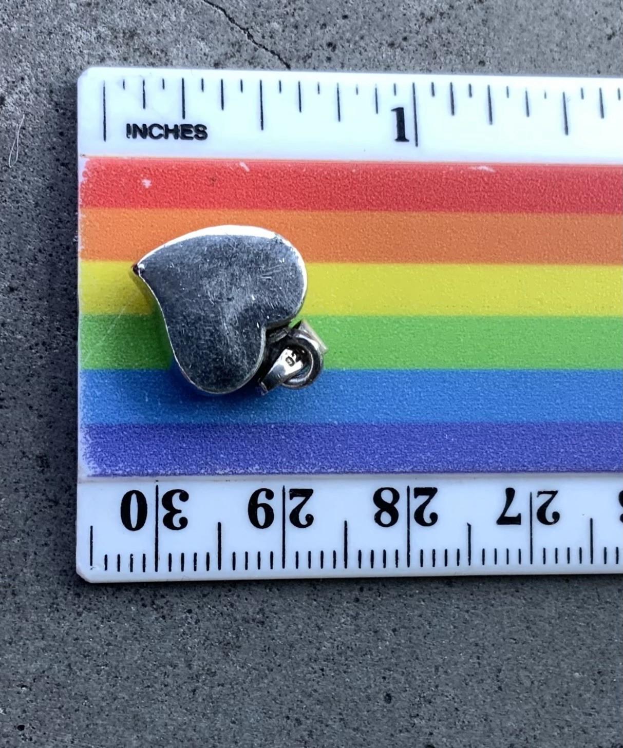 Vintage Sterling Silver Offset Solid Puffy Heart … - image 4