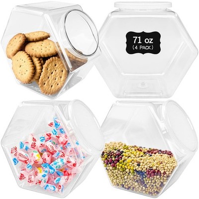 Woozettn 4 Pcs Plastic Candy Jars,71 Oz Clear Cookie 4 pack, 4 Pack