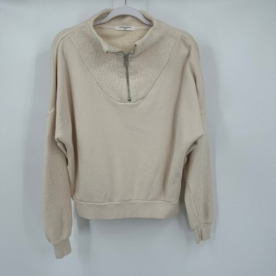 Perfect White Tee Womens Tyra Quarter Zip Sweatshirt Size S Oversized Minimalist