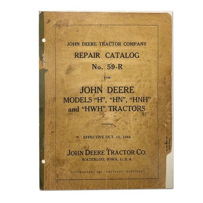 Repair Parts Catalog For John Deere H Tractor