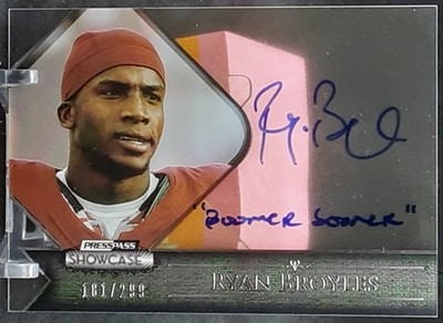 RYAN BROYLES 2012 PRESS PASS SHOWCASE 181/299 AUTO SOONERS QQ