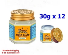 Tiger Balm White Ointment Natural Pain Relief for Muscle, Insect Bites, 12x30g.