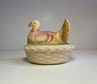 Fenton Glass ~ Turkey / Hen on Nest / Basket ~ Hand Painted by M. Workman