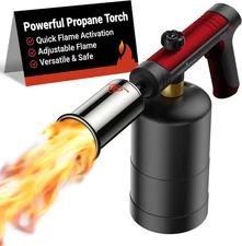 Propane Torch with One-Touch Max Fire, Cooking Blow Torch Gun with Safety Lock, 