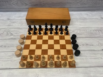 Schachspiel aus Holz mit Klappbrett Figuren Aufbewahrungsbox komplettes Spiel