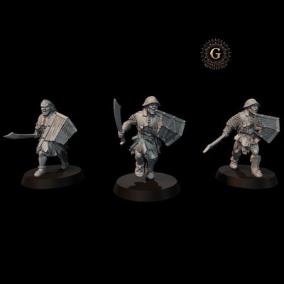 Armored Orc Scouts  X3 28mm Fantasy Wargame & Display Miniatures