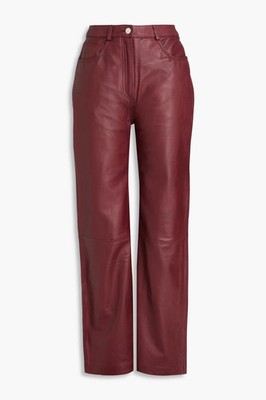 NWT $570 Muubaa  Amy  Leather Straight-Leg Pants   UK 12 / US 8 / IT 44