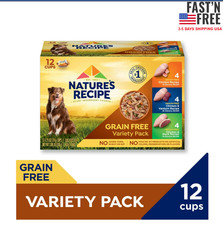 Nature  s Recipe Grain Free Wet Dog Food Variety Pack, 2.75 oz. Cup, 12 Count-NEW