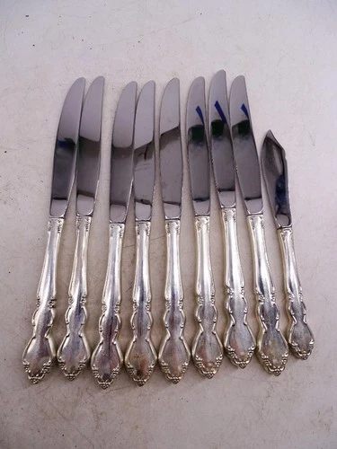 Vintage Sterling Silver Handle Stainless Steel Dinner Knife Set Towle x9 1950s