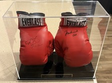 🥊Muhammad Ali & George Foreman SIGNED Boxing Gloves w/ acrylic case & nameplate