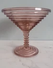 VTG Anchor Hocking Manhattan Pink Martini Compote Depression Glass Ribbed
