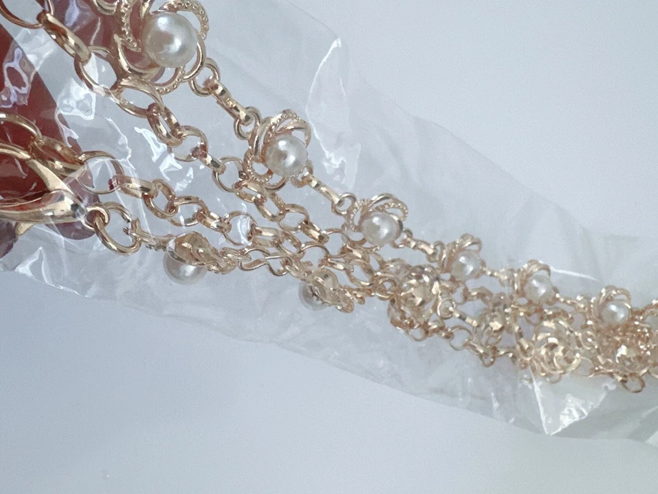 Mujeres Perla Metálico Dorado Flor Fiesta Cadena Vestido Borla Cinturón Ajustado Foto 4 de 4