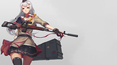 Anime gun white hair dead space dragunov sniper rifle Play Gaming Mat Desk