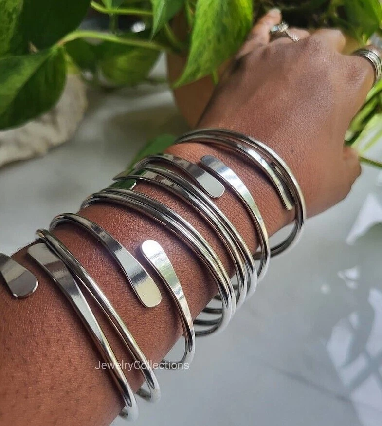 Thick sterling silver bangles deals