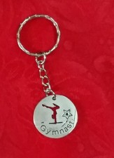 GYMNAST ANTIQUE SILVER KEYCHAIN - GYMNASTICS - SPORTS - 2 7/8"H - SPORTS - BEAM
