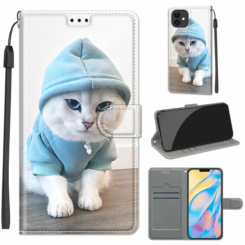 For iPhone 11 12 Pro Max XR XS 6 7 8 SE 2020 Cat Flip Card Wallet Phone Case - Picture 1 of 12