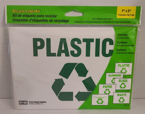 Materials For Rycle Label HY-Ko Brand Recycle Label Kit 6 pack Self Adhesive Vinyl Labels 7