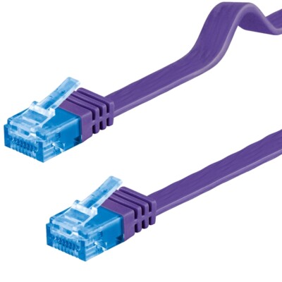 Patchkabel violett 7m flach U/UTP CAT6a DSL-/Netzwerk Ethernet-Kabel 500MHz RJ45