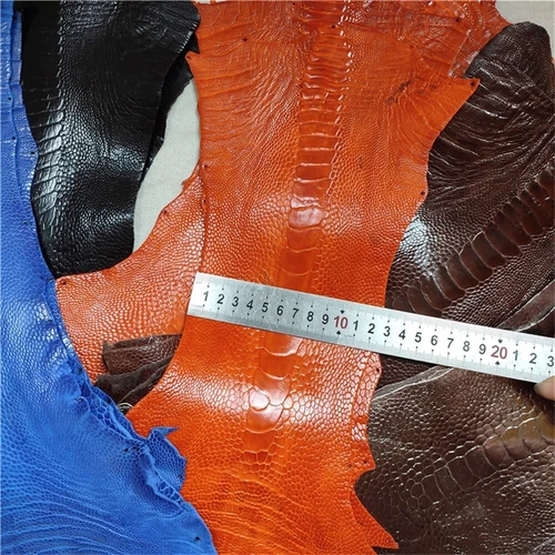 100% echte Straußenbeine Lederhaut Lederhaut Echtleder DIY schwarze Farbe - Bild 7 von 24