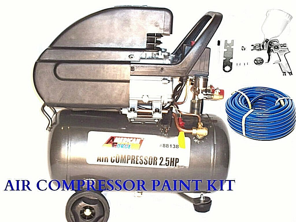 Air Compressor 6 Gallon | HVLP Spray Gun1.4 | 50ft Air Hose | Quick Air Fittings