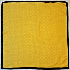 SCARF VINTAGE AUTHENTIC POLKA DOT BLACK YELLOW WHITE 23" SMALL SQUARE