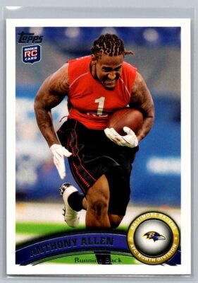 2011 Topps Rookie RC #82 Anthony Allen Baltimore Ravens Football Card ...