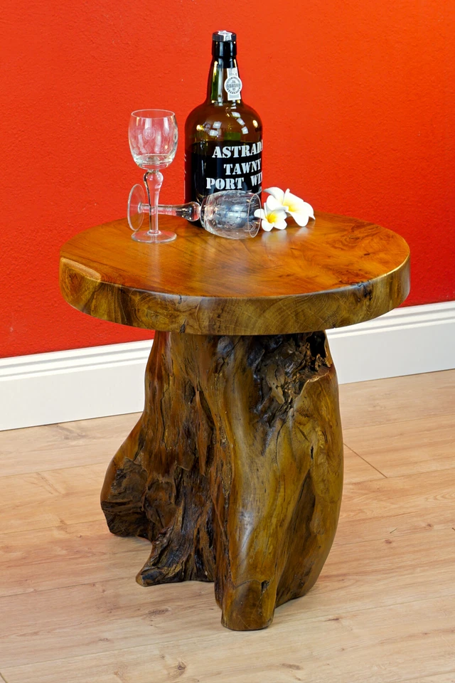 Bois de Racine Table 40 CM D'Appoint Tronc D'Arbre en Podium Rustique - Photo 3/4