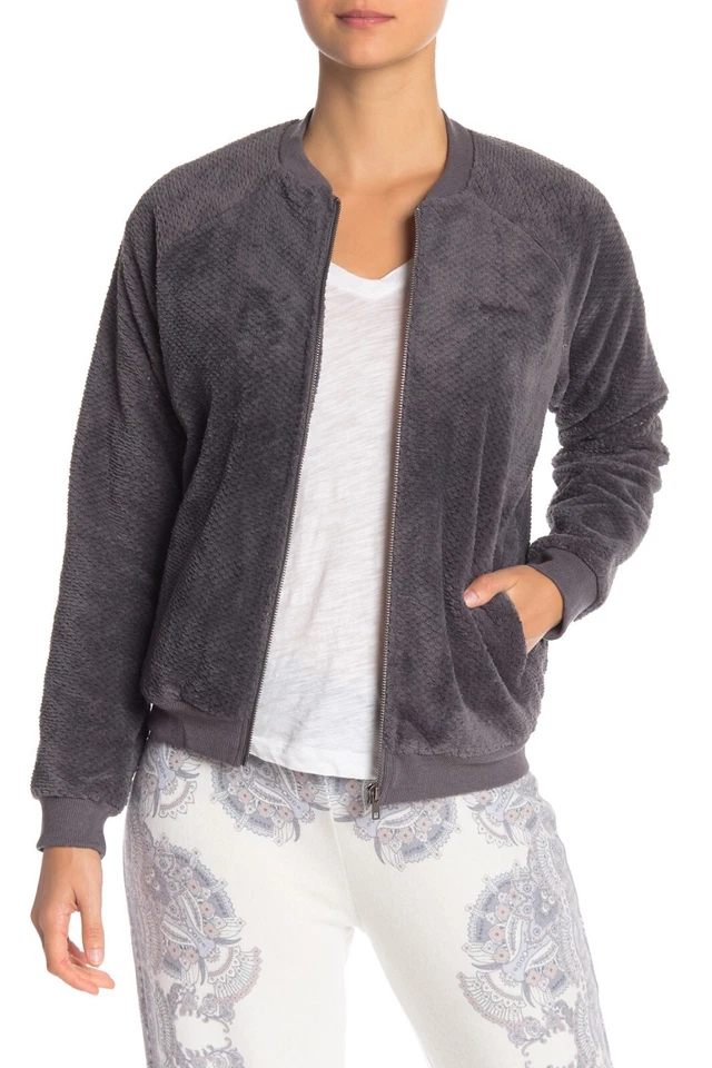 PJ Salvage Veste Femme Gris Charbon Taille 40 S En Pile Douce Avec Zip - Photo 3/4