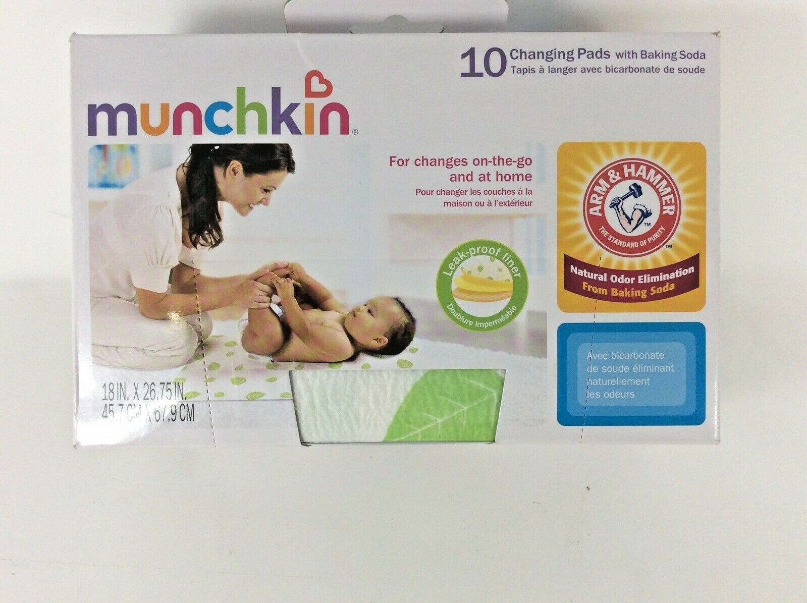 NEW Munchkin Arm & Hammer Disposable Changing Pads 10 Pack 885133805339