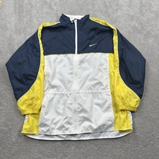 Nike Anorak Windbreaker Pullover Men's XL 16-18 White Blue Yellow Colorblock