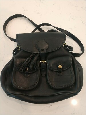 dooney & bourke black leather backpack purse Saffiano Small Zip Pod Magnetic snap flap closure. Nylon Flap Backpack
