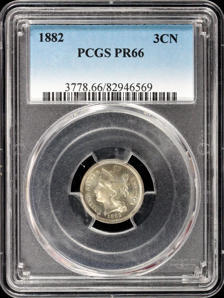 1882 3cn Proof Three Cent Nickel PCGS PR 66 - Image 3 of 4
