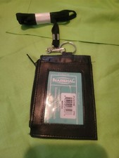 Leather ID Holder Black With WIndow  Side Zipper
