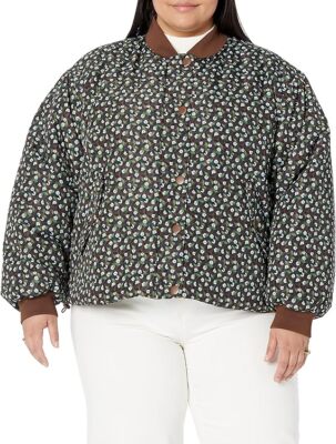 Amazon Essentials Women's Relaxed-Fit Padded Cropped Bomber Jacket - Size: 6X