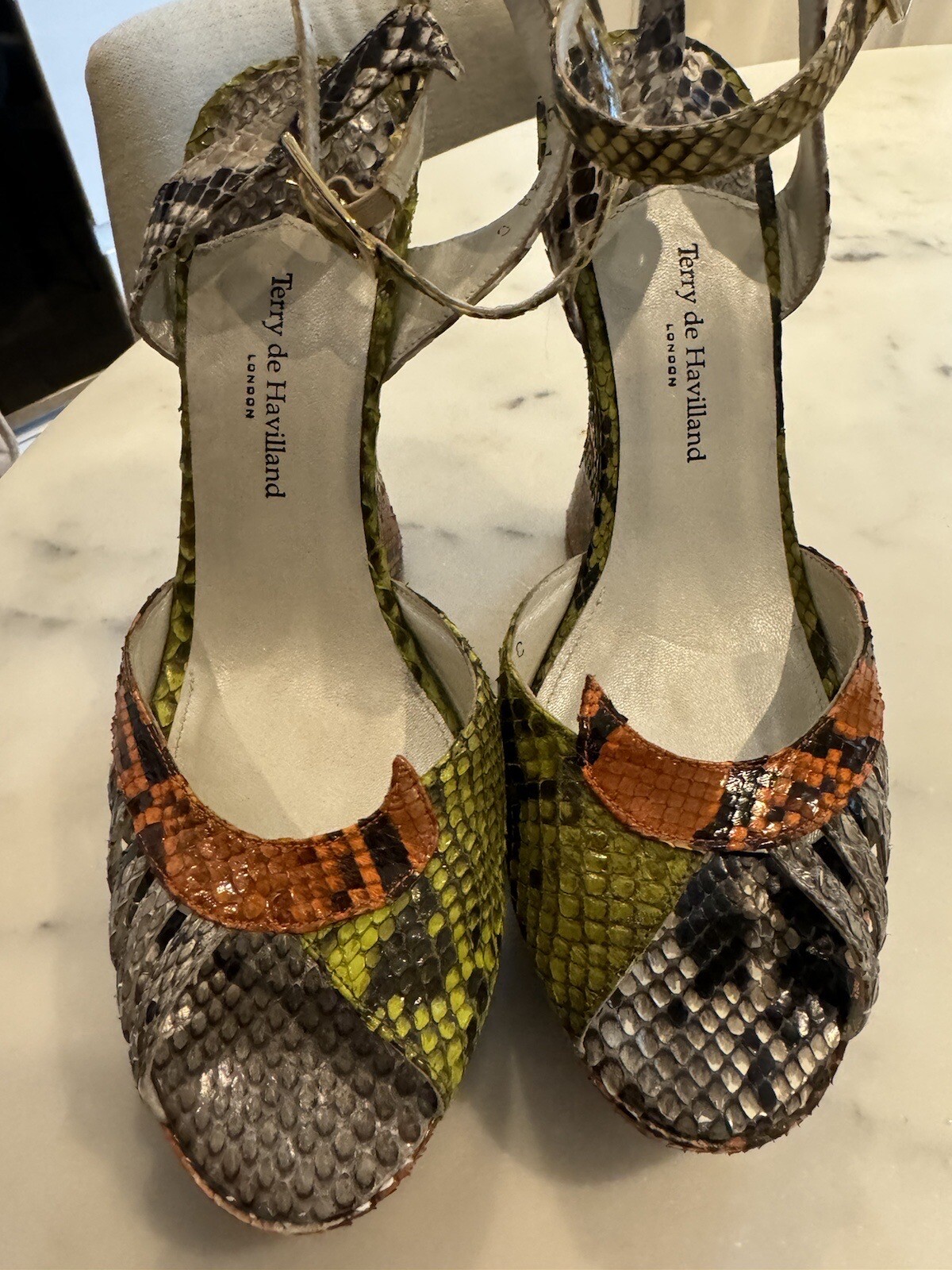 Terry de Havland rare Retro snakeskin Platform wedges Size 38 image 2