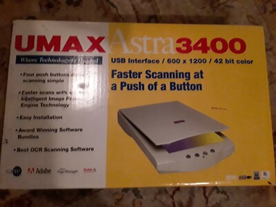 Umax Astra 3400 Flatbed Scanner Full page scanner 600x1200 DPI