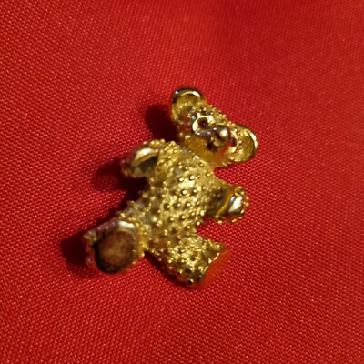 Broche Ourson En Métal Doré - Occasion - Belle Qualité