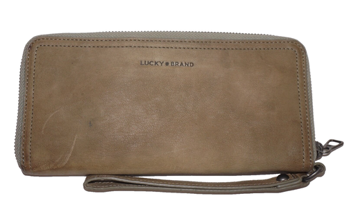 LUCKY BRAND Khaki Aspen Green Vegan Leather Zippered Wristlet Wallet 4x8.5 - Picture 3 of 7