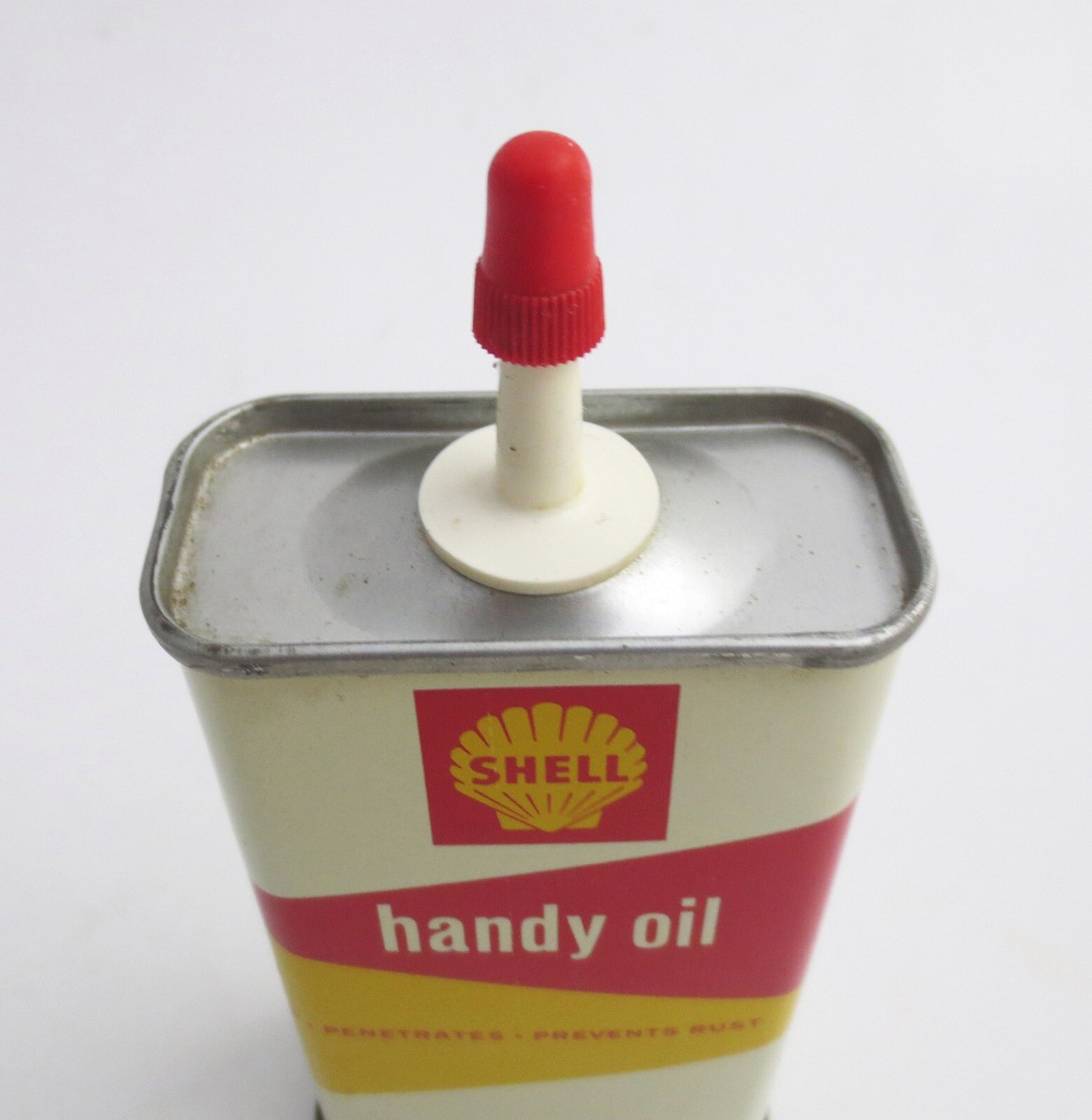 Old SHELL HANDY OIL Can Household Oiler Vintage Advertising