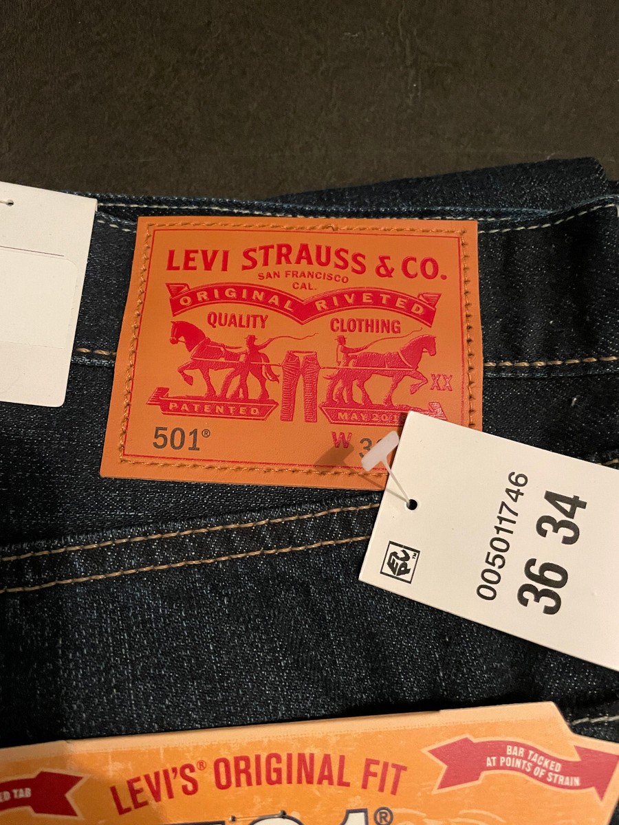 LEVI'S 501 Jeans Straight Leg Denim W36 L34 BLANK TAB (1746 LEVI'S 501 Jeans Straight Leg Denim W36 L34 BLANK TAB (1746