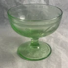 Vintage Depression Era Green Uranium Hazel Atlas "CLOVERLEAF" Sherbet Dish