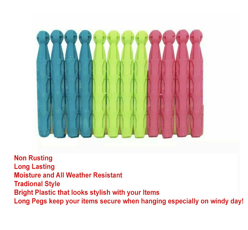 Pinzas De Plástico Fuertes Para Tender La Ropa (Pack De 12 A 72) Multicolor - Alrededor Del Hogar