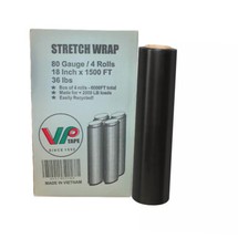 2 rolls 18" x 1500ft x 80 Gauge Black Pallet Stretch Wrap Film