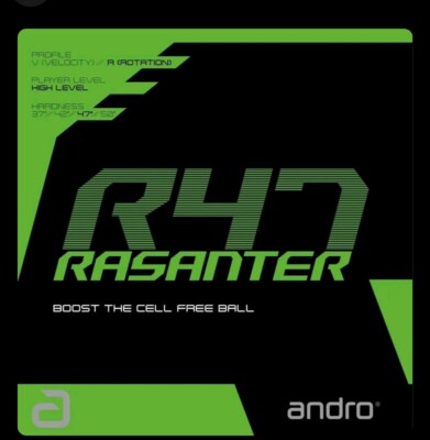 TISCHTENNISBELAG: Andro Rasanter R47 Belag - Schwarz