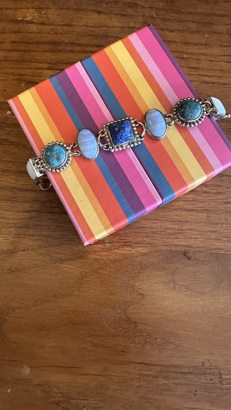 Multi-gemstone Sterling Silver Toggle Bracelet - image 2