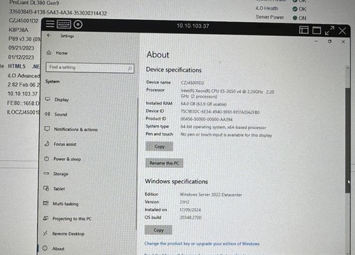 Serveur Windows HP DL380 Gen9 2022 2x Intel Xeon E5-2650v4 64 Go RAM DDR4 - Photo 7/13