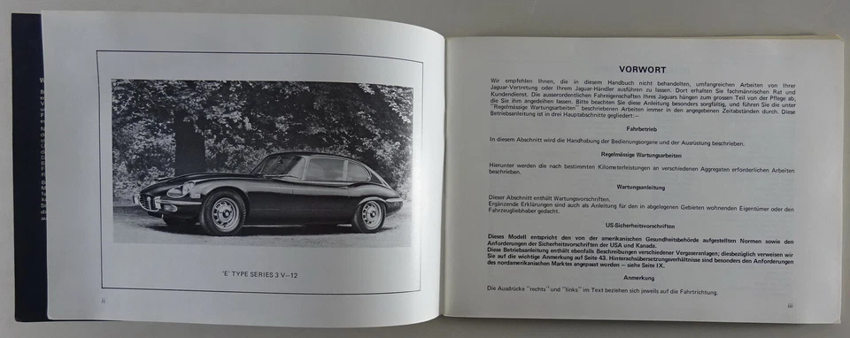 Manuale / Guida Jaguar E-Type Serie III 5,3 Litri V 12 In Tedesco Foto 3 de 4