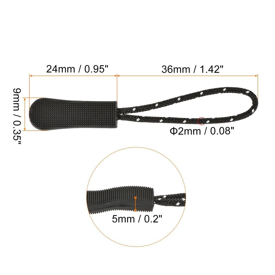 20pcs Zipper Pulls Pull Head Handle Replacement Tags Cord Extension